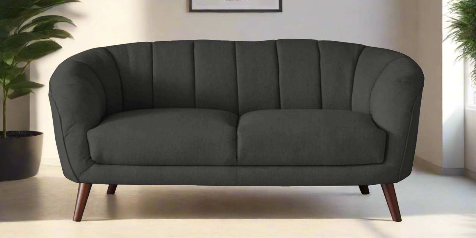 Benjamin Fabric 2 Seater Sofa in Charcoal Grey Colour