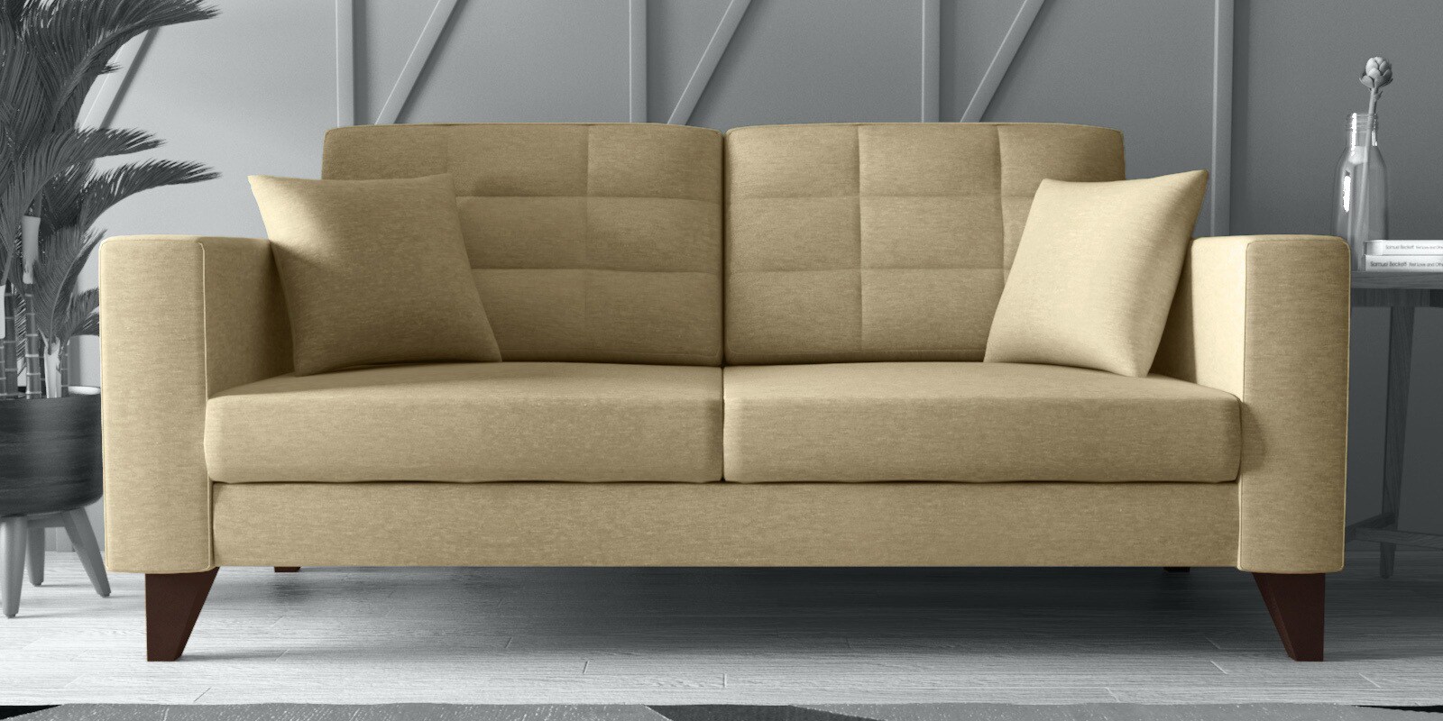 Buy Bento 3 Seater Sofa in Peanut Brown Colour CasaCraft By Pepperfry