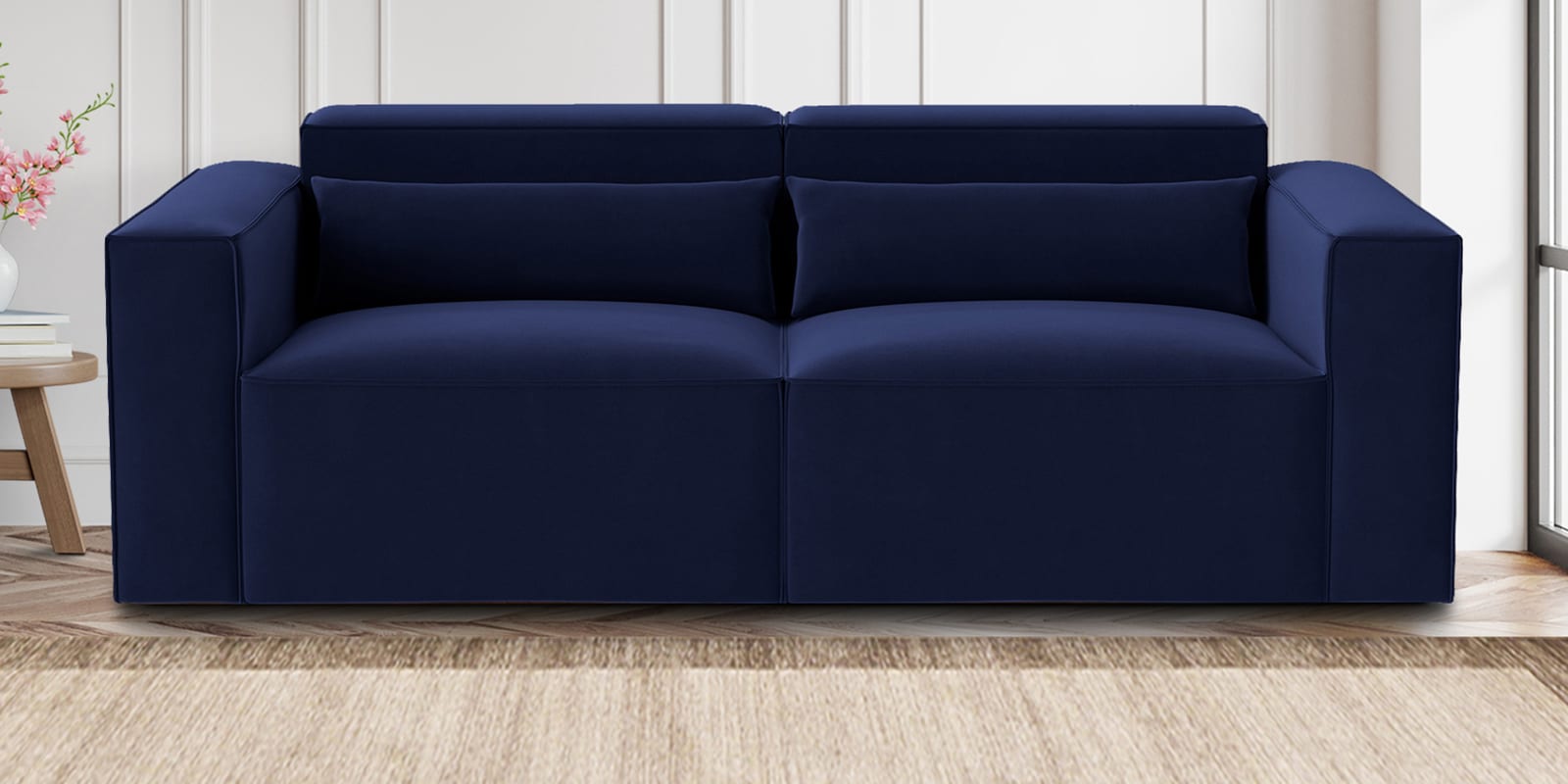 Bergen Velvet 3 Seater Sofa In Navy Blue Colour