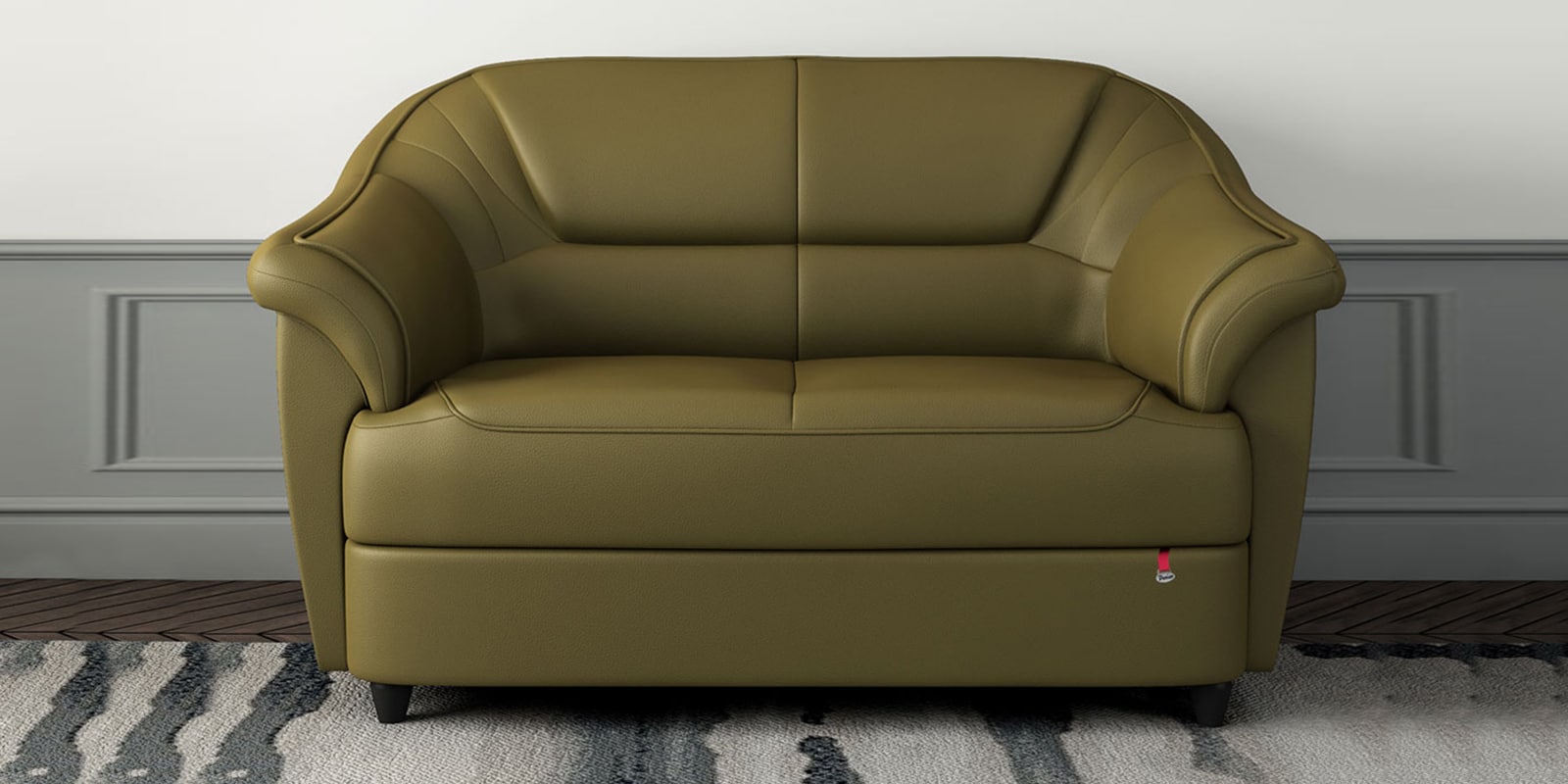 Berry compact Leatherette 2 Seater Sofas in Olive Green Colour