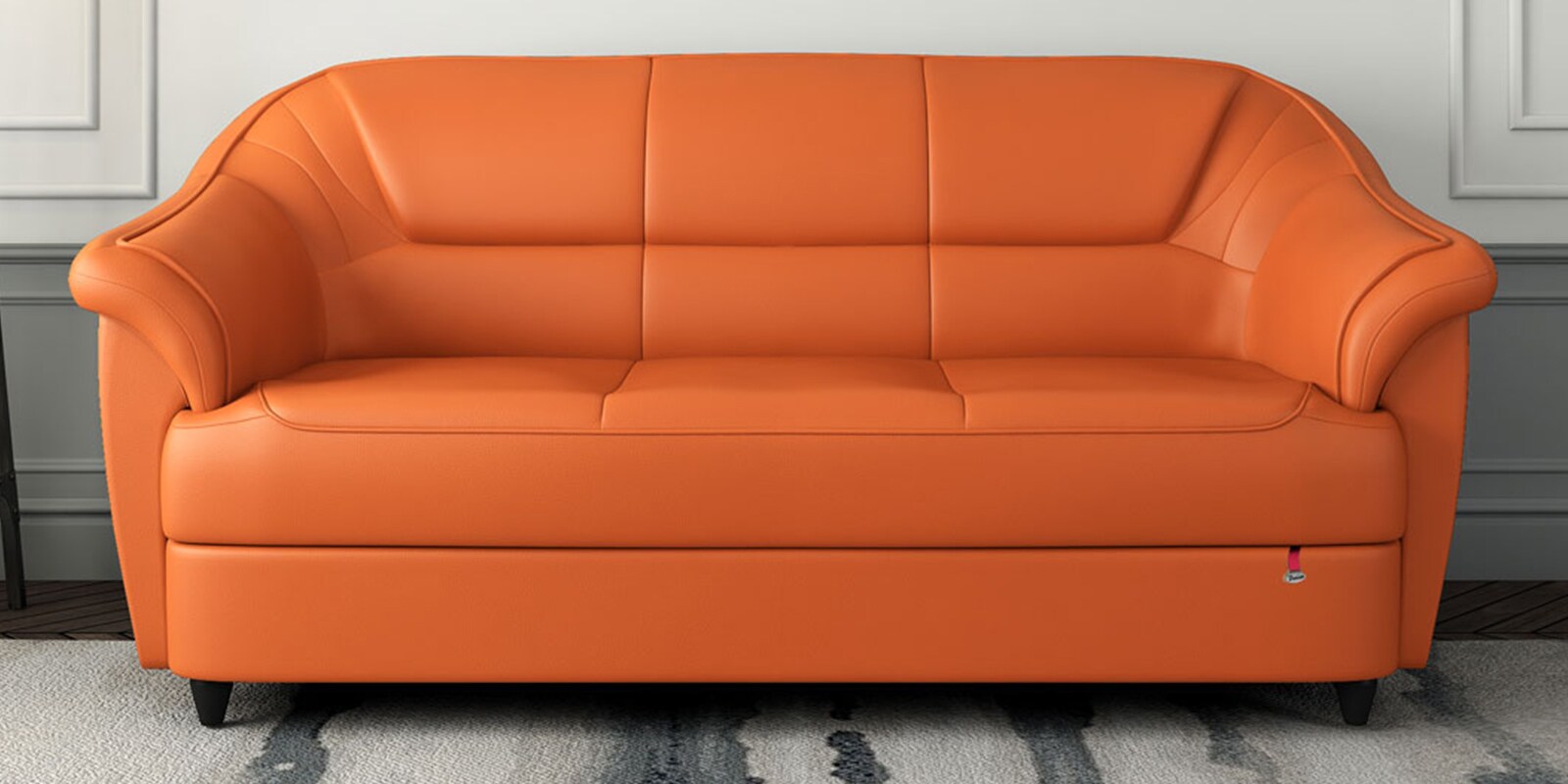 Buy Berry 3 Seater Sofa in Tangerine Orange Colour by Durian Online
