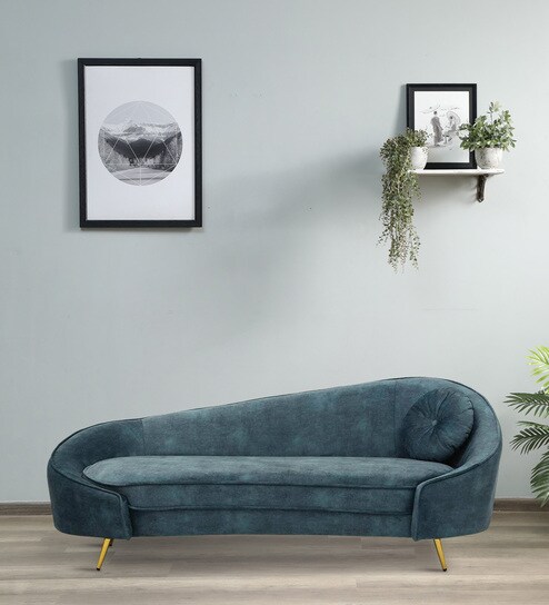 Beato Velvet Chaise Lounger in Light Teal Colour