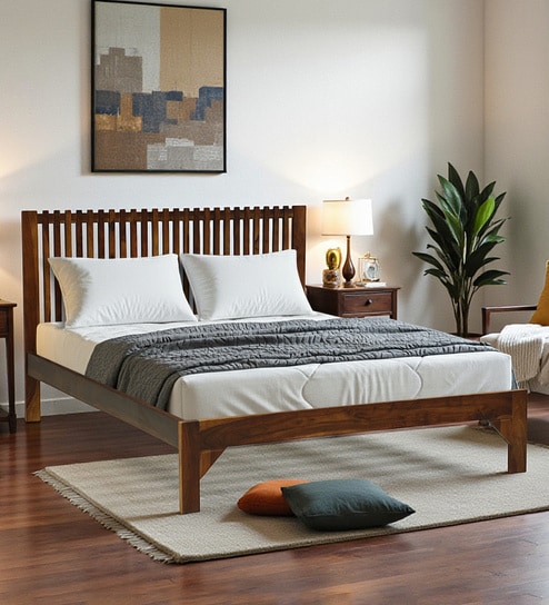 Beaune Sheesham Wood King Size Bed In Provincial Teak Finish