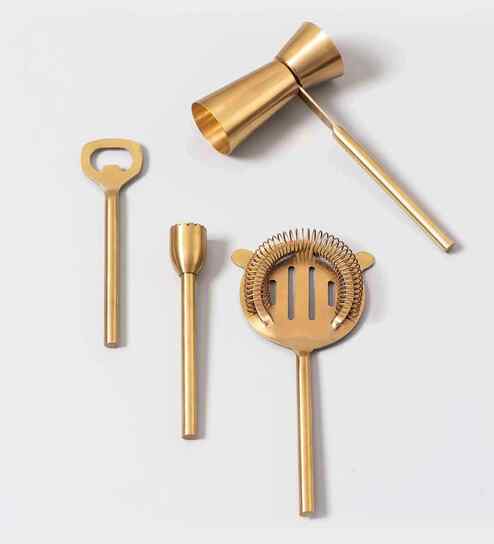 Beaute Gold Stainless Steel (Set of 4) Bar Tool Set