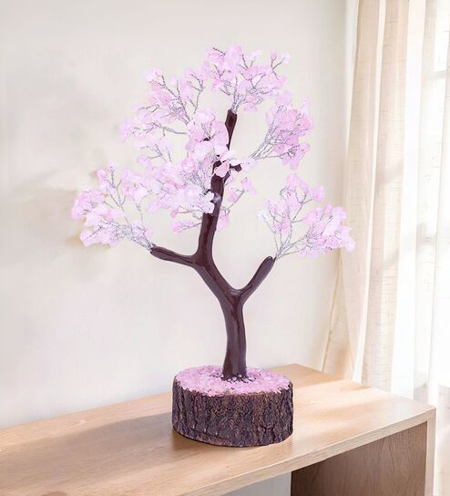 Beautiful Rose Quartz Clusters Wish Tree Stone Table Accent
