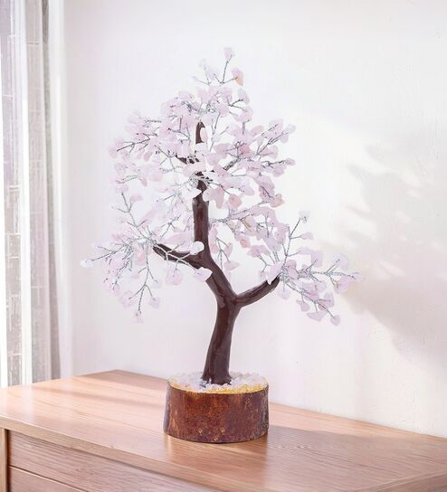 Beautiful Rose Quartz Clusters Wish Tree Stone Table Accent