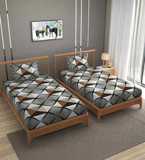 Black 250 Tc Cotton Bedsheet With 2 Pillow Covers