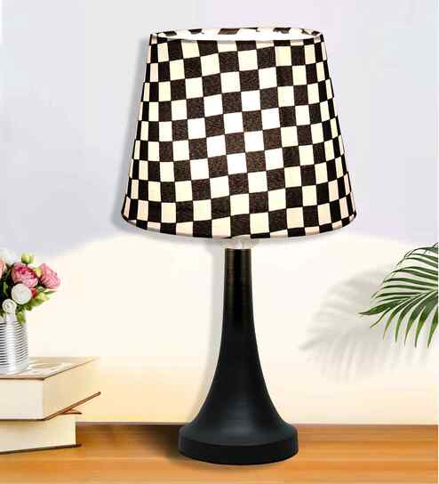 Bedside Black Table Lamp with Fabric Shade