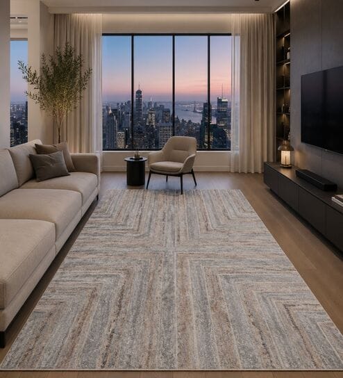 sapana carpet-mats Beige & Grey Contemporary Freize 5 x 7 Feet Machine -Made Carpet-picture-33