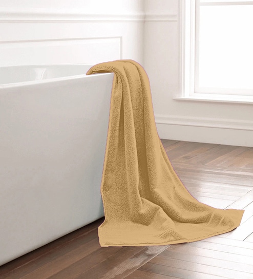 Beige Cotton Solid 550 GSM Bath Towel