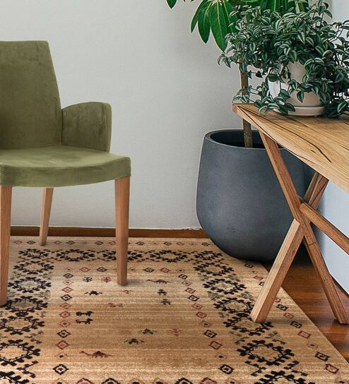 Beige  Traditional 4 ft x6 ft Carpet By Sapana Carpet-Mats