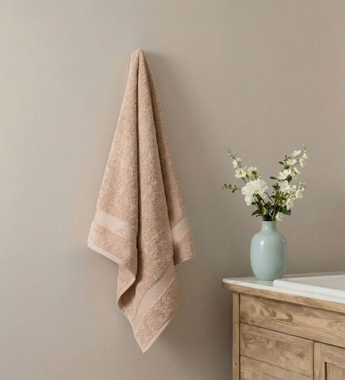 Beige 100% Cotton 525 Gsm Bath Towel
