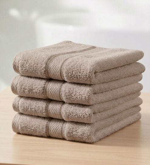 Beige 100% Cotton 600 Gsm Face Towel 4 Pc