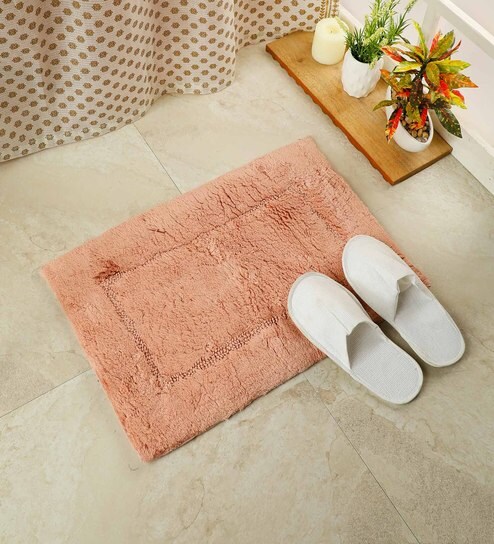 Buy Orange Cotton Max Absorbant Bath Mats 24 X 16 Inches By Spaces