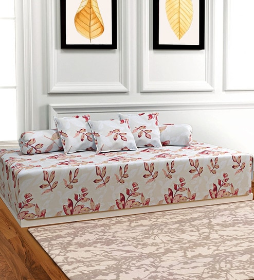 Beige 144 TC Cotton 6 Piece Diwan Set
