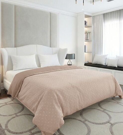 Beige 50% COTTON, 50% POLYESTER Solid 90 GSM King Bed Comforter