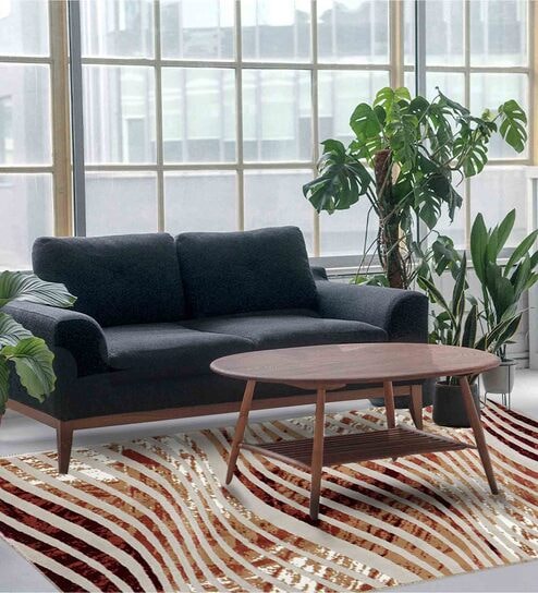 Beige Abstract Polypropylene 4 ft X 6 ft Machine Made Carpet by Sapana Carpet-Mats