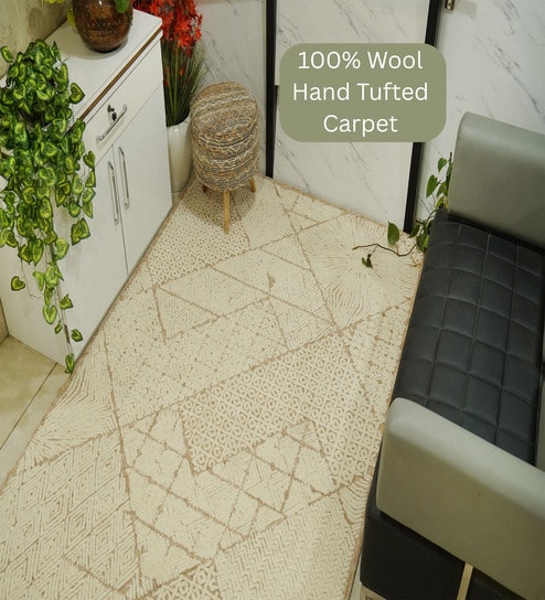 Beige Abstract Wool Hand Tufted Carpet-image-47