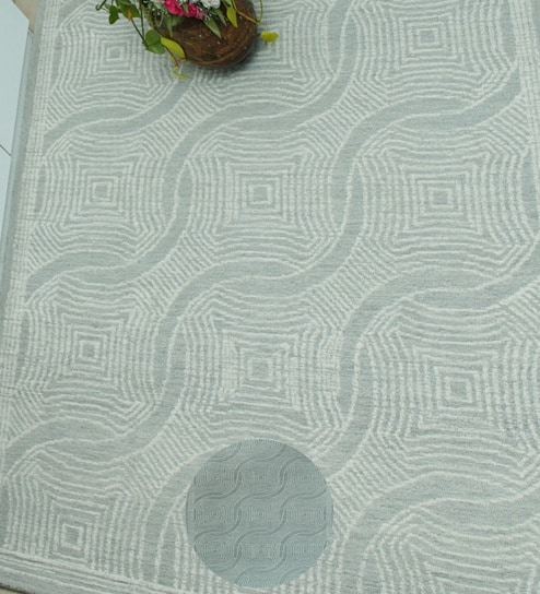 Beige Abstract Wool Hand Tufted Carpet