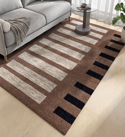 Beige Abstract Wool and Viscose 4 ft X 6 ft Hand Tufted Rectangle Carpet