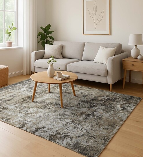 Beige and Brown Persian 3x5 Feet Machine Made Carpet