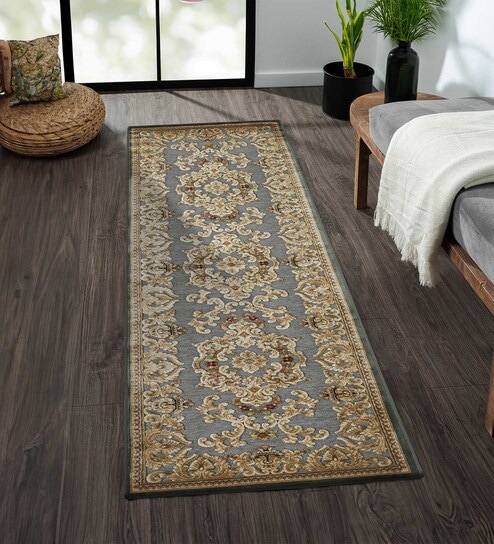 Beige and Grey Persian 2x7 Feet Machine Made Runner