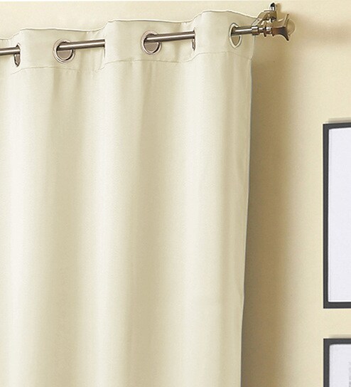 Buy Beige Blackout Polyester 5 Feet Eyelet Window Curtain By