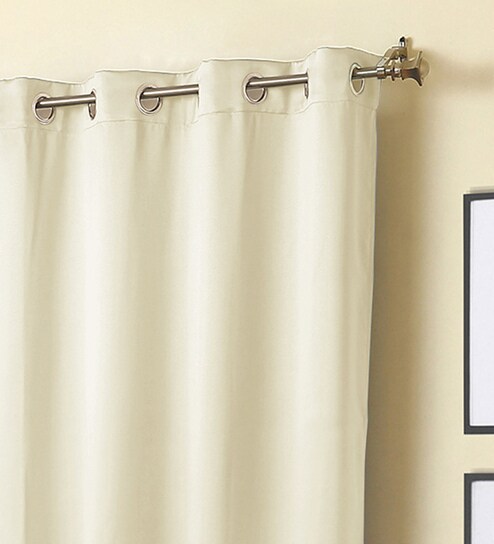 Buy Beige Blackout Polyester 5 Feet Eyelet Window Curtains Set Of
