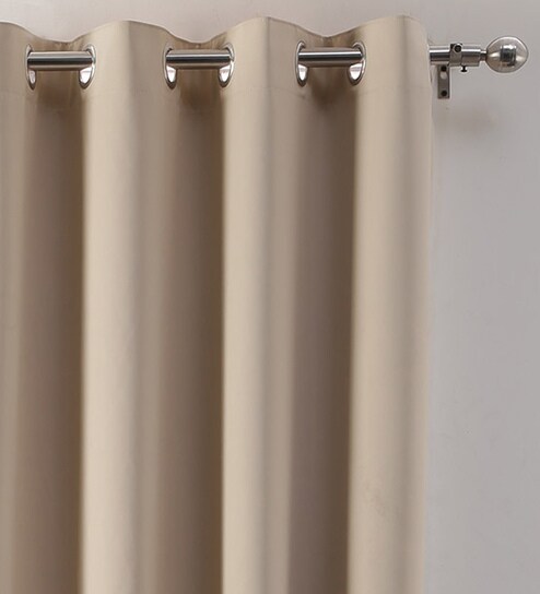 Buy Beige Blackout Polyester 9 Feet Eyelet Long Door Curtains Set