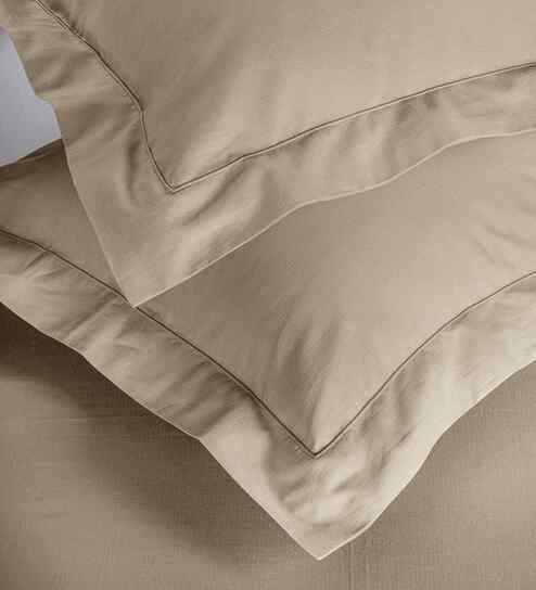 Beige Check 200 TC Cotton King Size Bed Sheet with 2 Pillow Covers 24 Collection