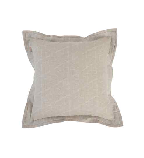 Beige Cotton Geometric Print 18x18 inches Square Cushion Cover