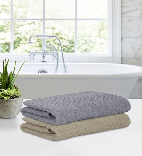 Peach and discount gray bath towels