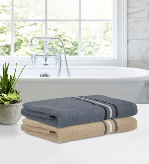 Beige and black online towels