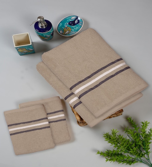 Buy Beige 100 Cotton Solid 650 GSM Bath Towel by Black Gold at 44