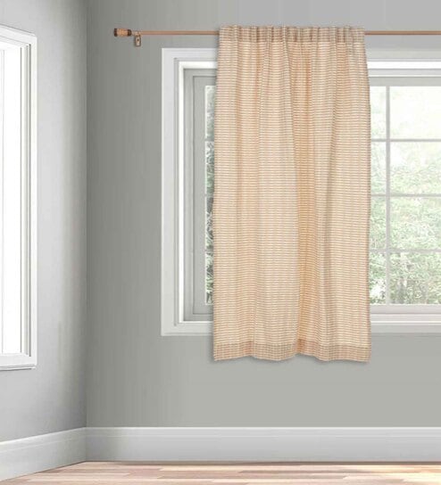 Beige Cotton Solid 5ft Blackout Rod Pocket Window Curtain (1 Pc)