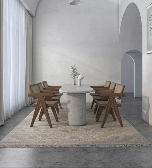 Beige Distressed Wool 8 ft x 10 ft Hand Knotted Carpet By Jaipur Rugs
