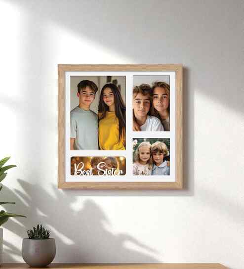 Beige Fibre Decorative Collage Photo Frames