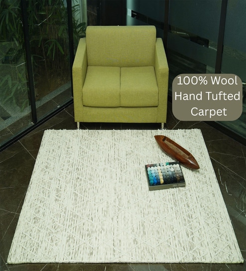 Beige Floral Wool Hand Tufted Carpet-image-30