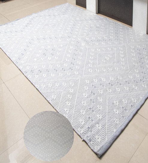 Beige Geometrical Pet Hand Woven Carpet