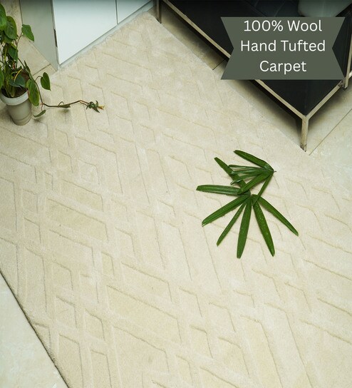 the woven legacy Beige Geometrical Wool Hand Tufted Carpet-picture-36