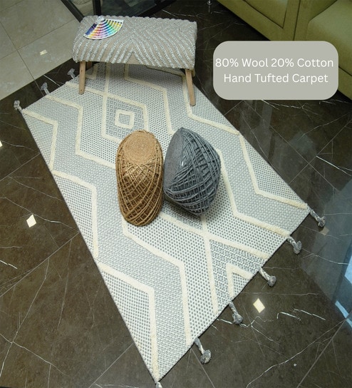 the woven legacy Beige Geometrical Wool Hand Tufted Carpet-picture-27