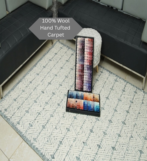 the woven legacy Beige Geometrical Wool Hand Tufted Carpet-picture-19