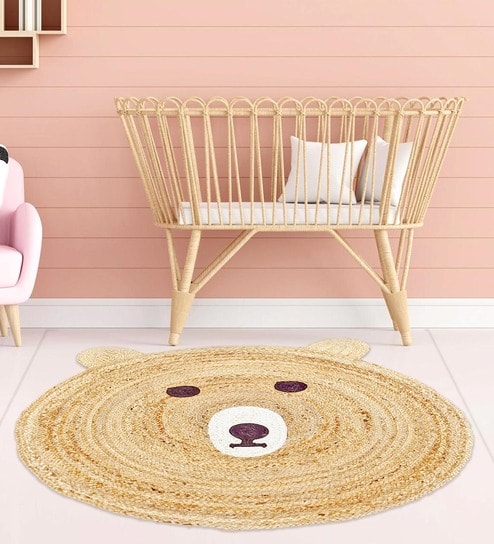 Beige Jute 3 Feet Round Carpet