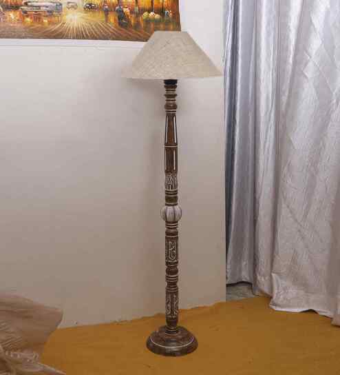 Beige Jute Coolie Floor Lamp
