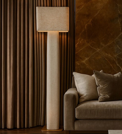 Beige Linen & metal Luxe linen majesty Floor Lamp