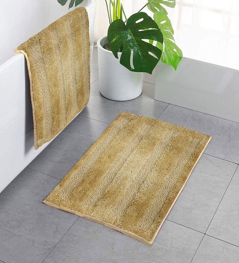 Beige Microfiber 16x24 Inches Ultra Soft Bath Mat