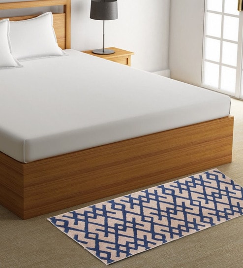 Beige Microfiber 55 x 22 Inches Machine Made Floor Runner