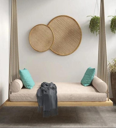 Mango Wood Rope Swing in Beige Finish 