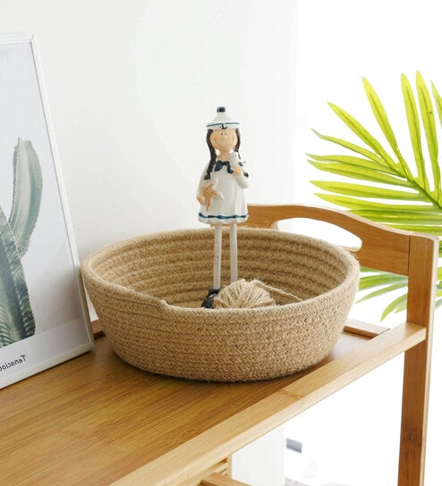 Beige Natural Fibre Small Gifting Fruit Storage Basket