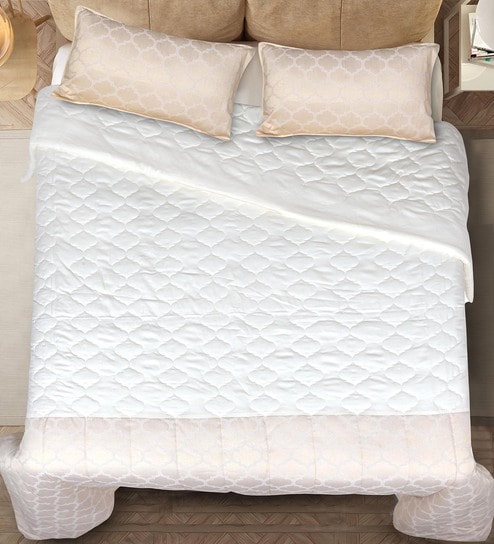 Beige Noor Reversible Single Quilt 60X90 With 1 Pillow Cover
